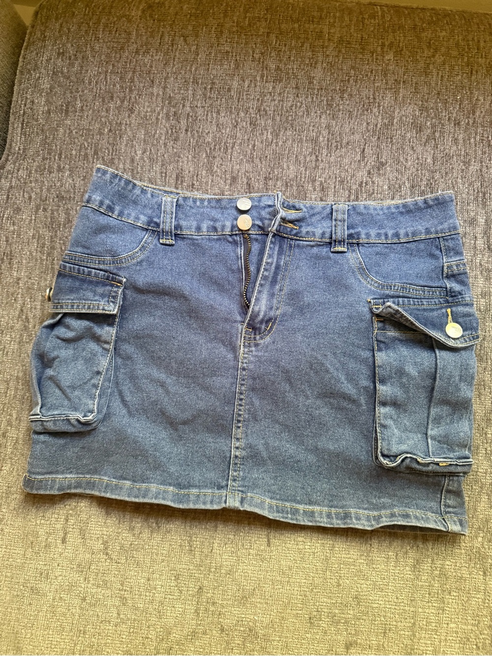 Kohl's Blue Denim Cargo Mini Skirt with Utility Pockets